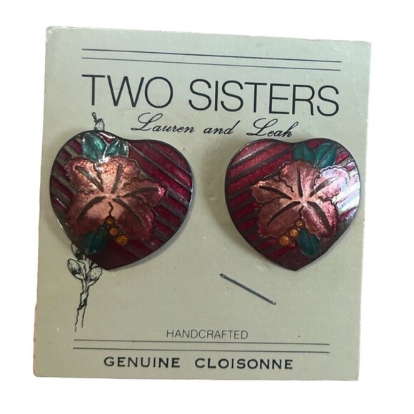 Vintage Two Sisters Genuine Porcelain, Hand-crafted Earrings, Rare, Chunky, Bold - Picture 4 of 5